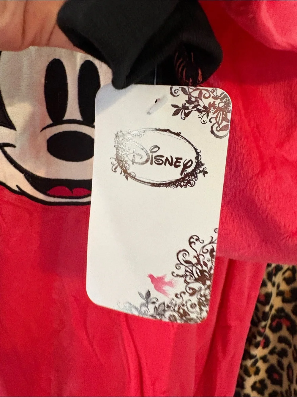 Disney Red Mickey Mouse Pajama Set with Leopard Print Pants